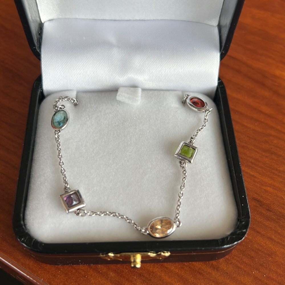 Sterling silver necklace with semi precious stones